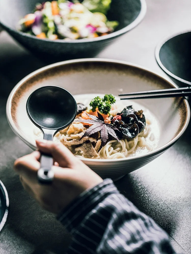 Bol ramen céramique style japonais motif artisanal - vue 5 sur 7