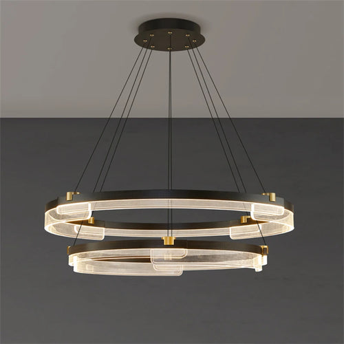 Moderner LED-Kronleuchter minimalistisch Pendelleuchte für stilvolle Wohnräume - vue 2 sur 13