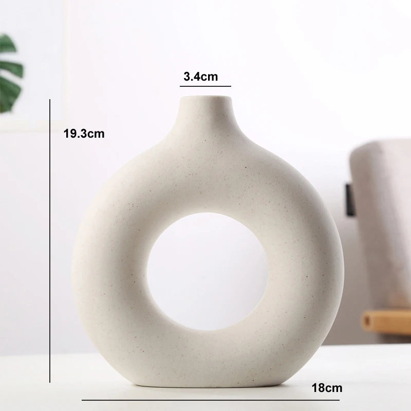 vase circulaire en céramique pour décoration intérieure et fleurs - vue 10 sur 12