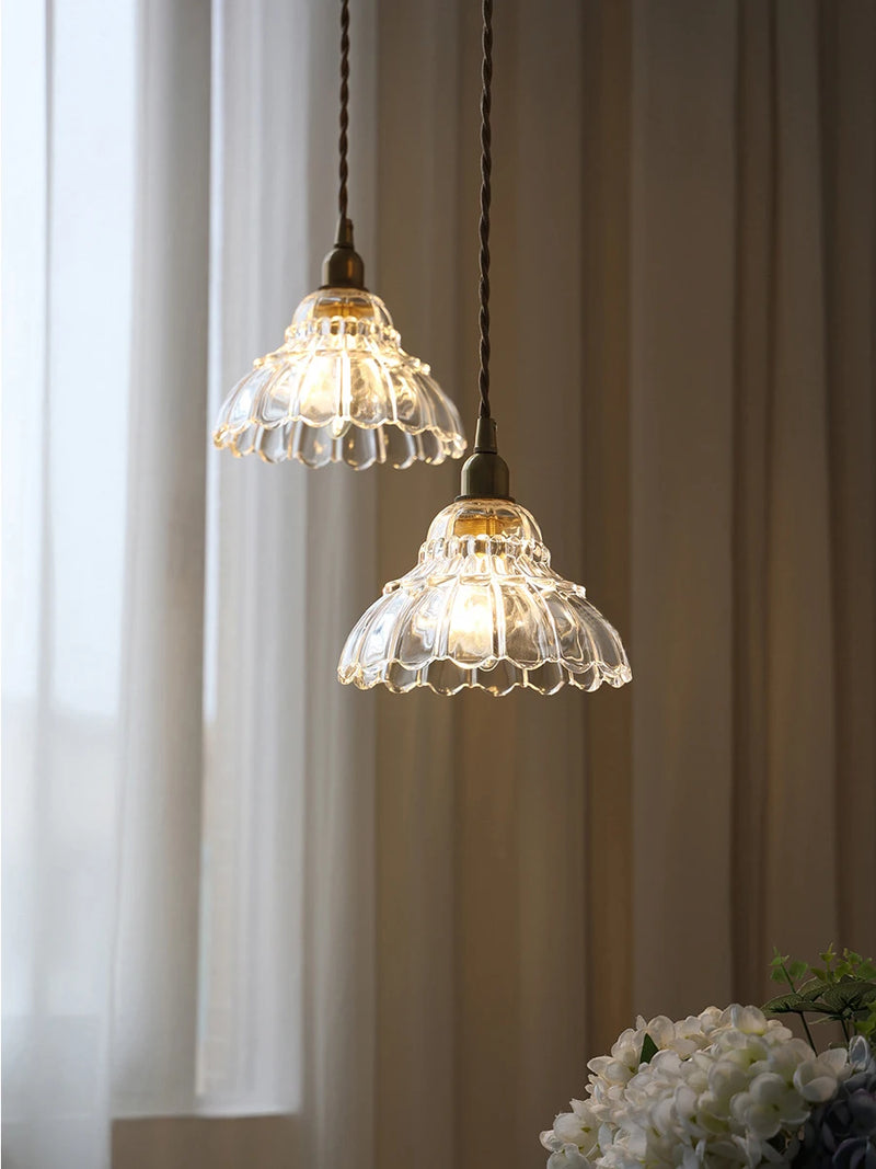 suspension en verre laiton à led style minimaliste japonais luxe nordique