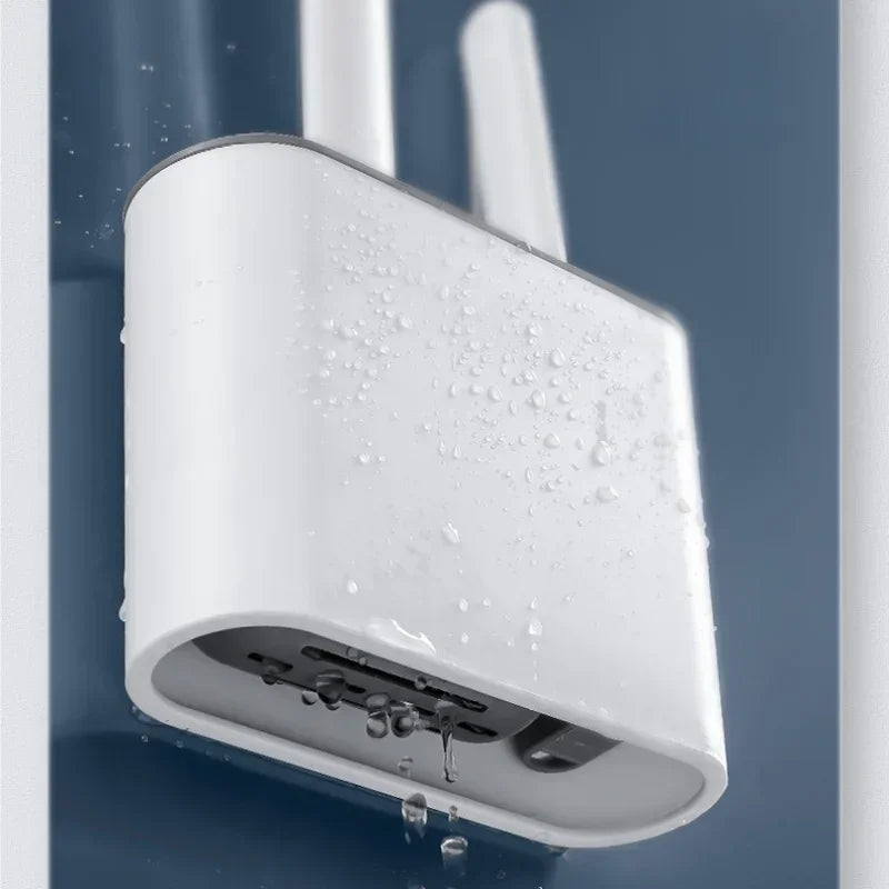 ensemble brosse de toilette silicone avec support mural pour salle de bain - vue 6 sur 8