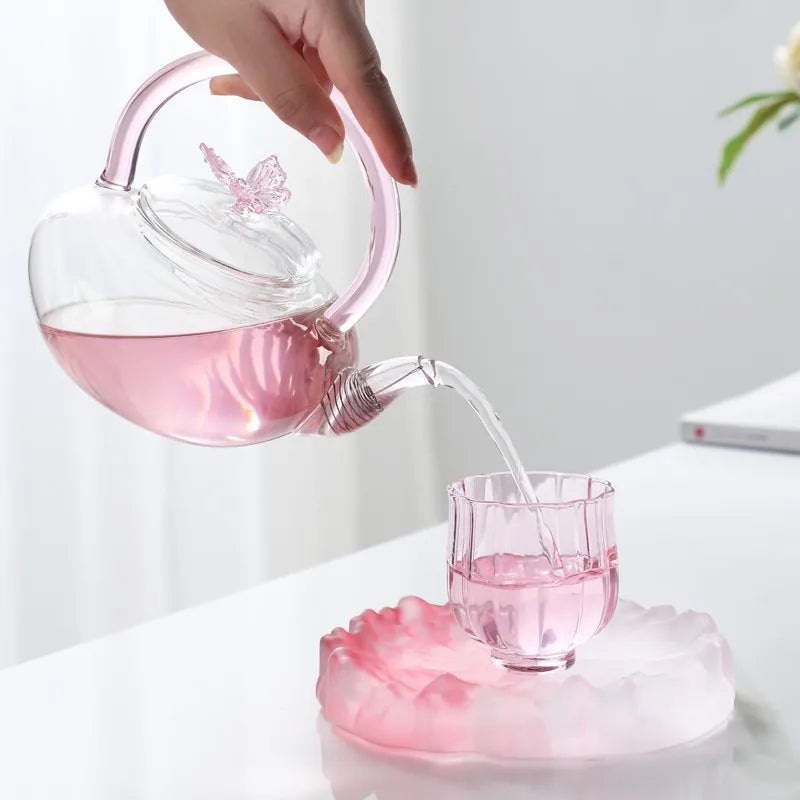 Theiere papillon verre borosilicate haute temperature design - vue 3 sur 7