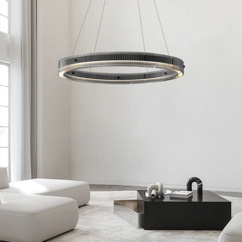 lustre nordique moderne en verre led de luxe - vue 5 sur 9