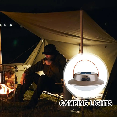 lampe de camping solaire led rechargeable 3 modes étanche portable