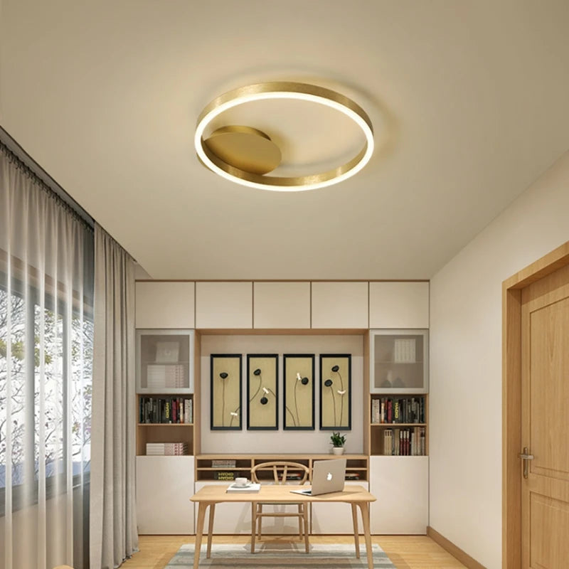 Modern LED super bright circular ceiling light in living room, Nordic restaurant light, minimalist bedroom ceiling light fixture - vue 3 sur 7