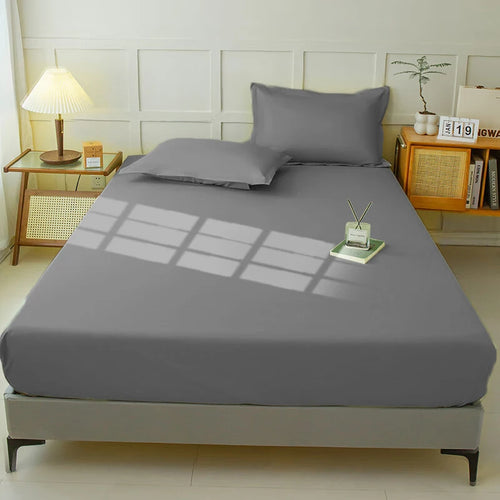 Waterproof Fitted Sheet Bedding Cover Bed Cloth Solid Color Mattress ,Soft Breathable Noiseless Bed Cover Deep Pocket Large size - vue 12 sur 14