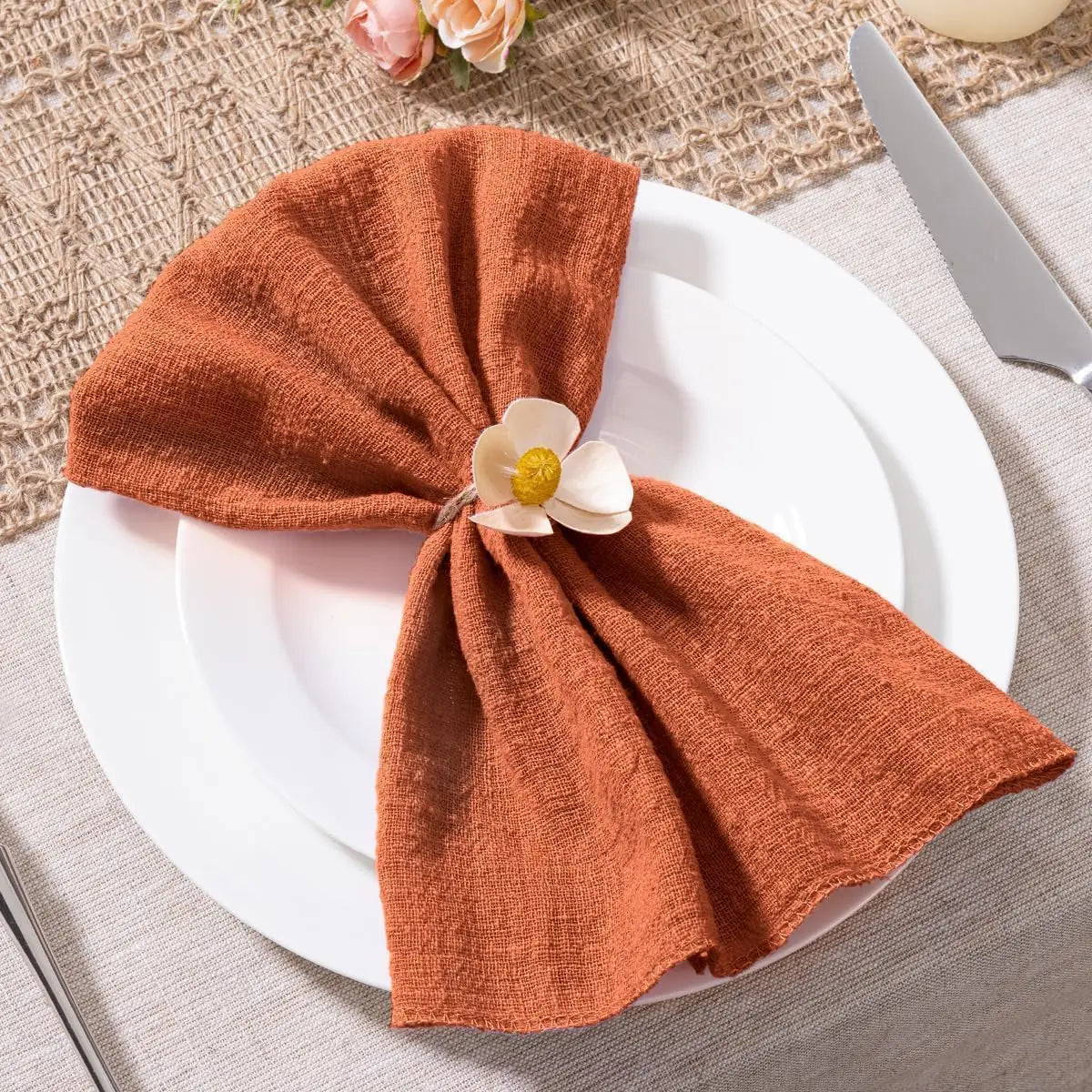 Serviette de table gaze de coton style champetre