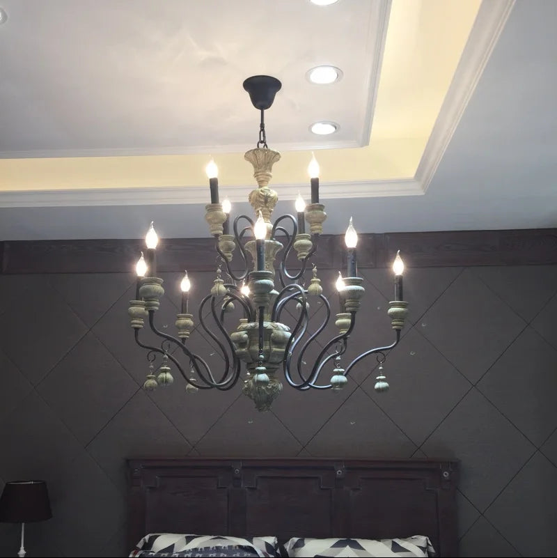 lustre vintage en fer forgé style industriel pour décoration moderne