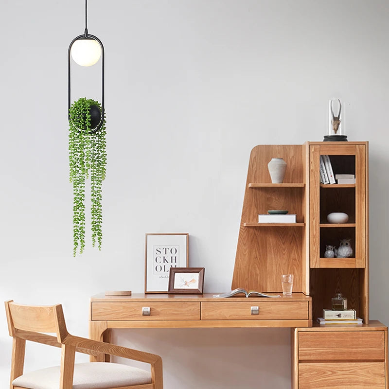 suspension moderne en forme de plante nordique en fer led