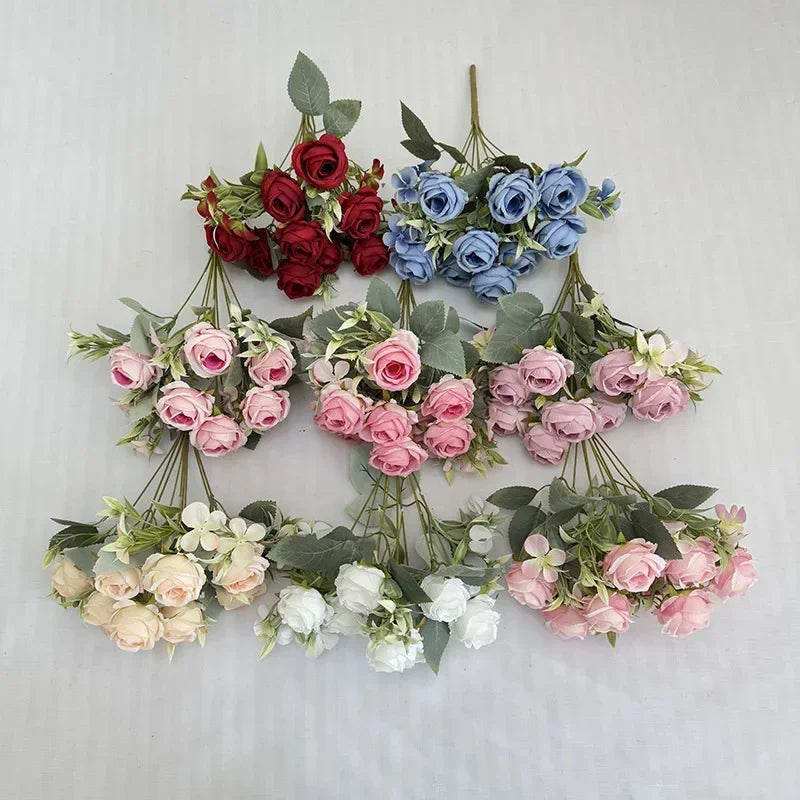 bouquet de roses artificielles en soie pour décoration intérieure - vue 6 sur 14