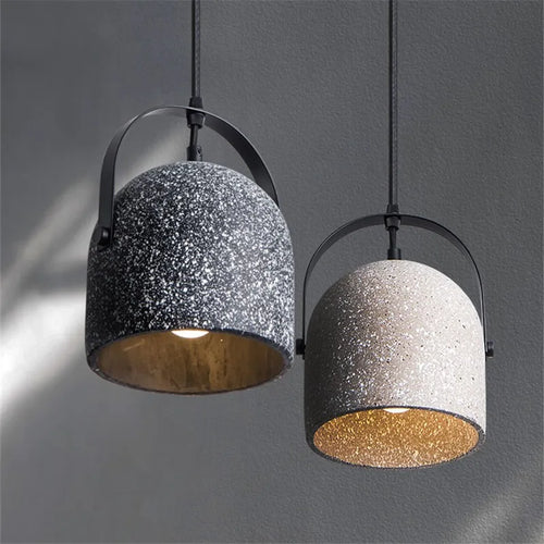 suspension en béton design abat-jour terrazzo style industriel créatif