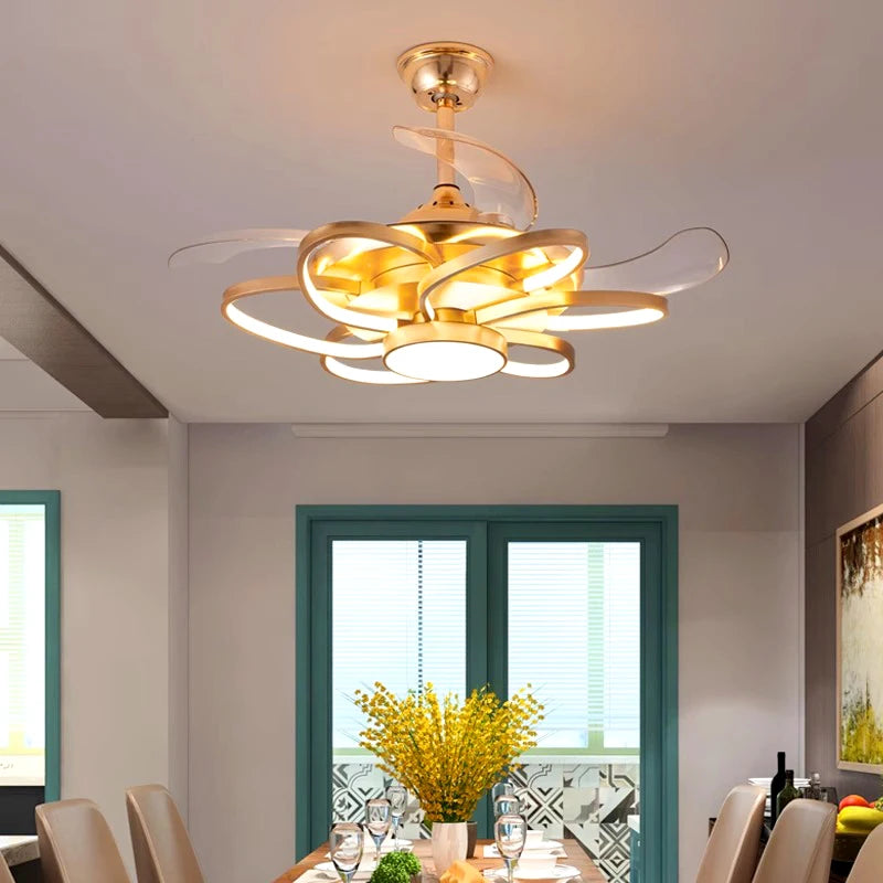 Plafonnier LED moderne avec ventilateur de plafond sans pales - vue 7 sur 12