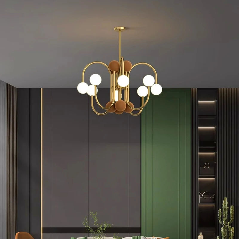 Suspension moderne led design dorée