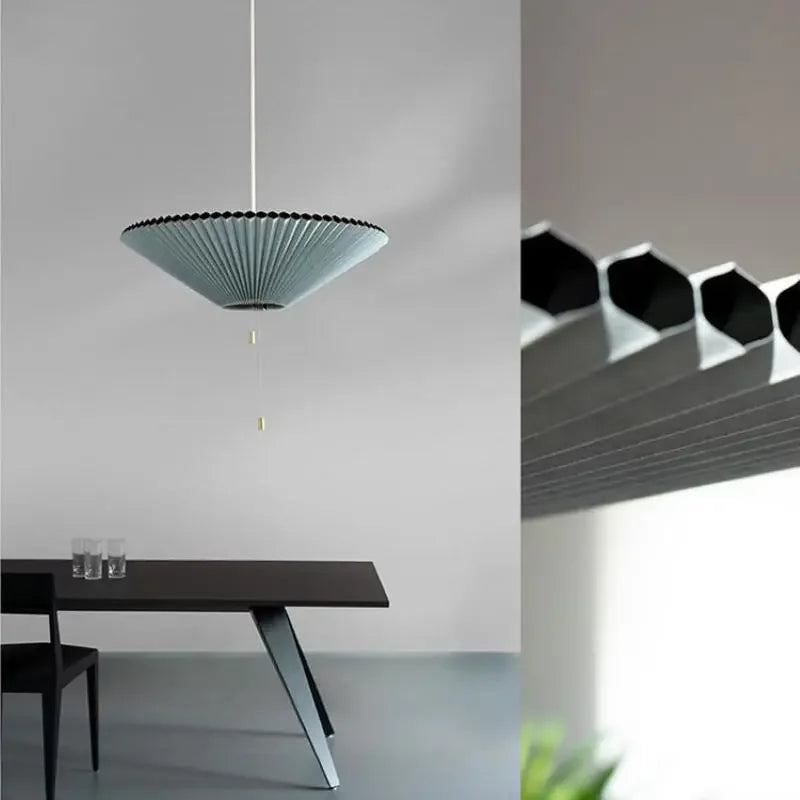 Art Design Plissierte Pendelleuchte aus Stoff in Schirmform LED für Schlafzimmer, Wohnzimmer und Esszimmer - vue 5 sur 9