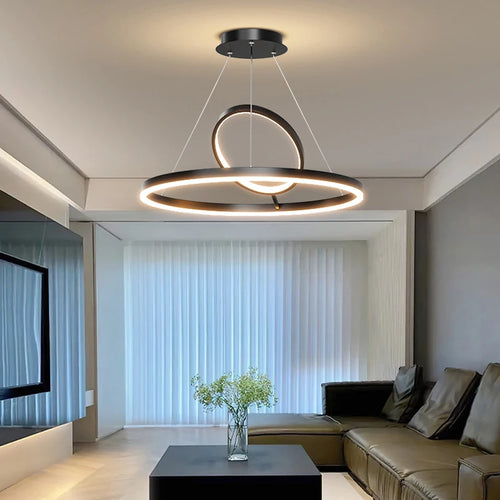 Minimalistische LED-Pendelleuchte für moderne Wohnraumdekorationen - vue 2 sur 12