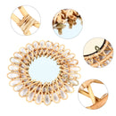 Wall Mirror, Round Wicker Rattan Decorative Mirror, Rustic Natural Rattan Wall Decor with Mounted Frame for Bathroom Hallway