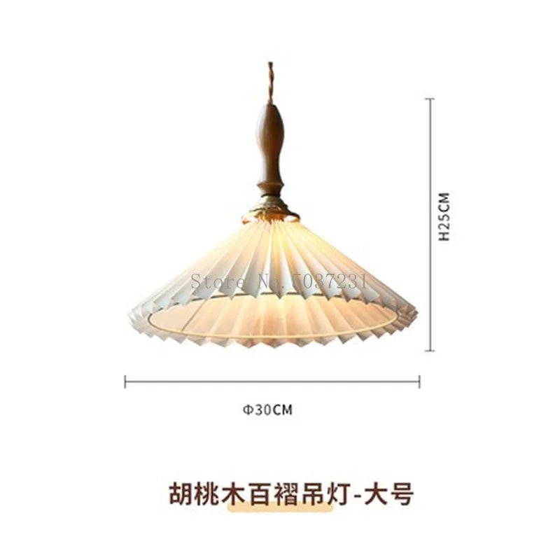 Kronleuchter aus Nussbaum im japanisch-retro Falten-Design für den Innenbereich