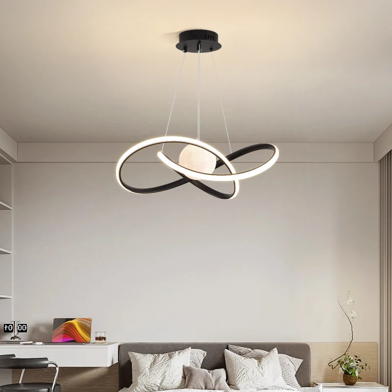 lampes suspendues nordiques style loft avec ampoules lune led - vue 3 sur 12
