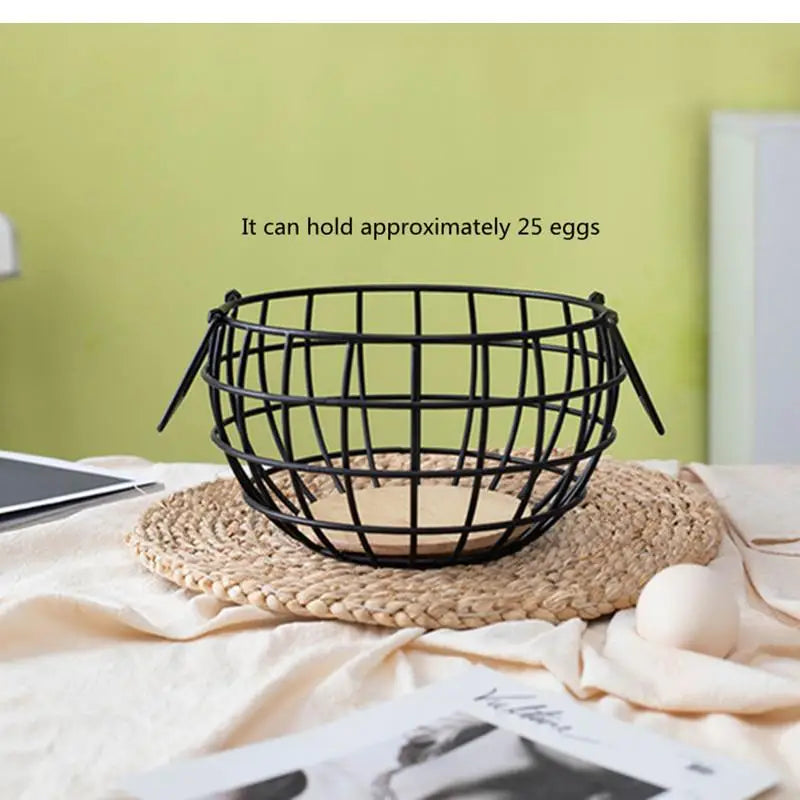 Ceramic Egg Storage Basket, Living Room, Fruit, Garlic, Hollow Metal Hen Shaped, Kitchen Organizer