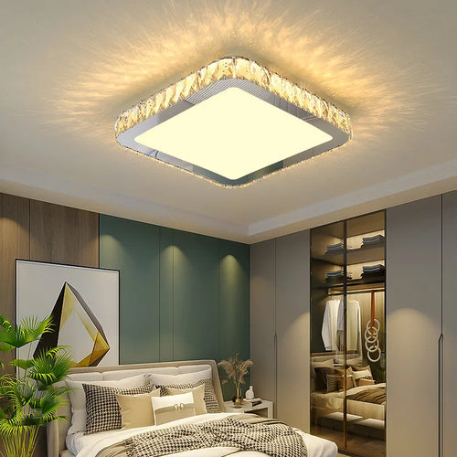 plafonnier led rond en cristal k9 design nordique luxueux romantique et chaleureux