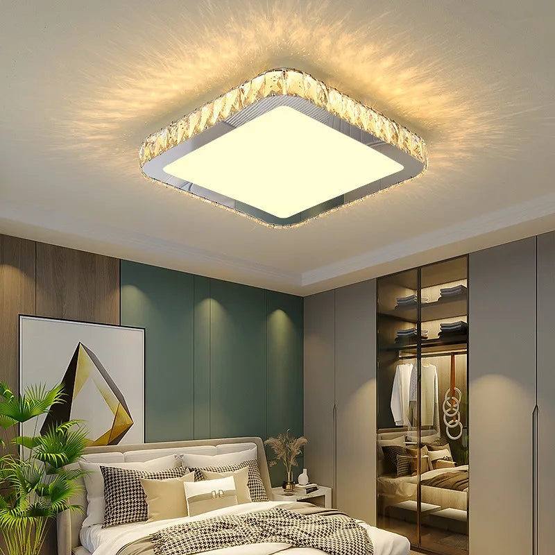 plafonnier led rond en cristal k9 design nordique luxueux romantique et chaleureux - vue 4 sur 28