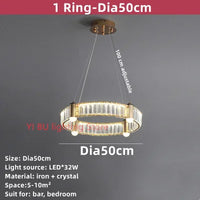 Lustre led anneau rond en cristal design nordique post-moderne