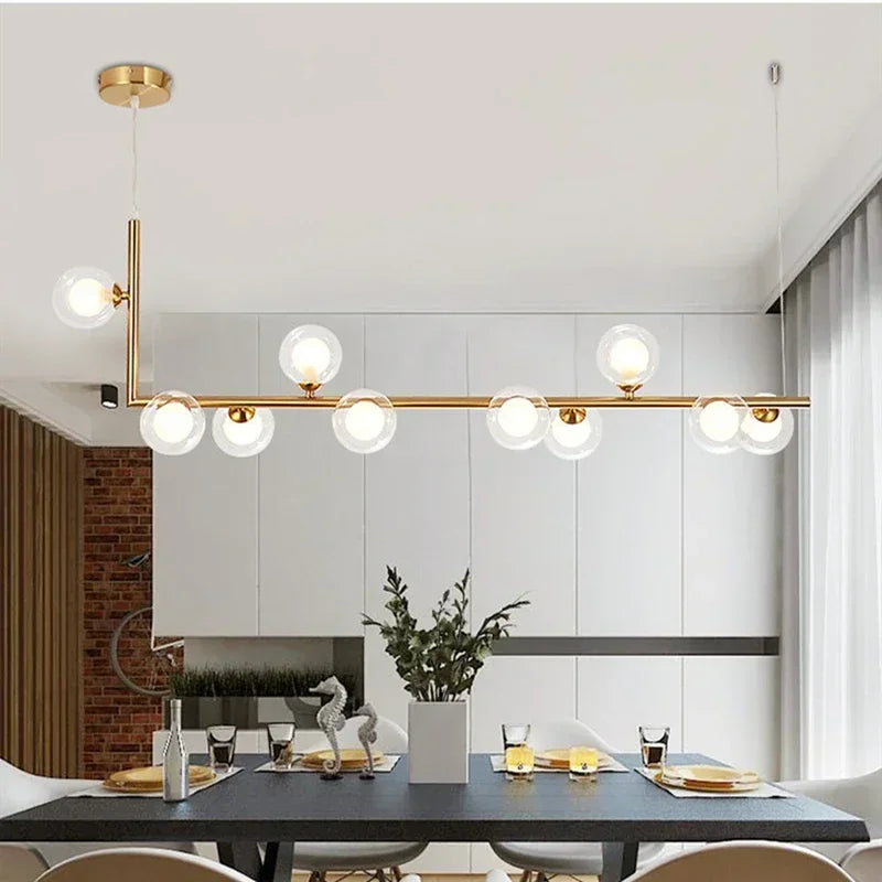 Kitchen Island Ceiling Chandelier Dining Table Glass Pendant Lamp Led Suspension Luminaire Hanging Light - vue 5 sur 14