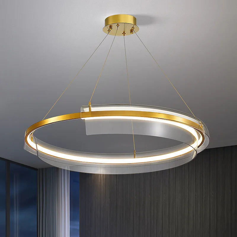 lustre design led de luxe avec anneau simple dimmable - vue 4 sur 6