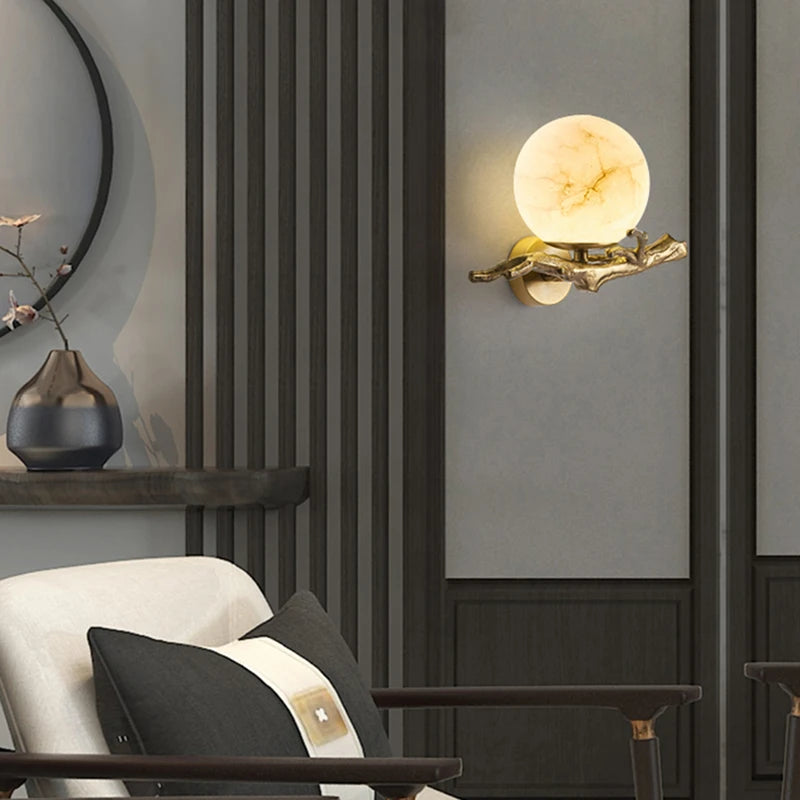 applique murale en cuivre et marbre naturel de luxe - vue 3 sur 7