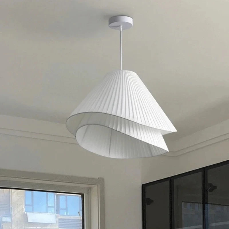 SANDYHA Lustre Minimaliste Moderne Tissu Style Crème Lampes Suspendues Salle à Manger Chambre Maison Lustre Luminaire Suspendu - vue 5 sur 10