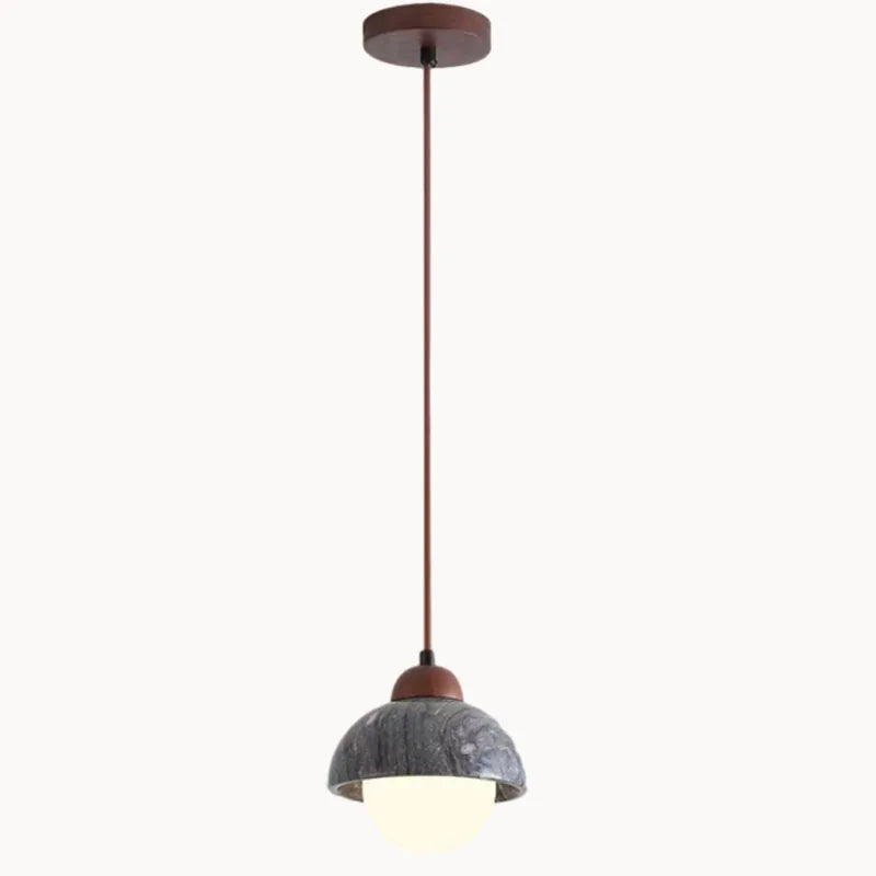 Moderne Pendelleuchte aus Naturstein und Holz - vue 6 sur 9