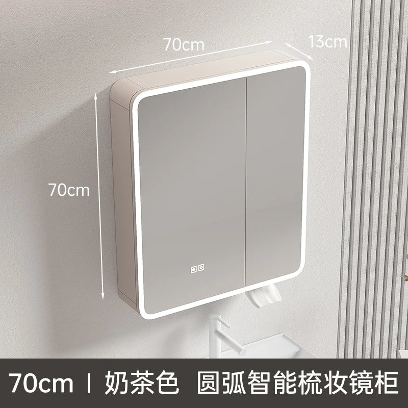 armoire circulaire en aluminium avec miroir éclairage intelligent et rangement - vue 11 sur 32