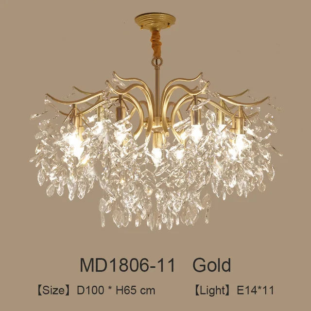Nordischer LED-Kronleuchter aus Kristall, luxuriöse Dekoration - vue 11 sur 14