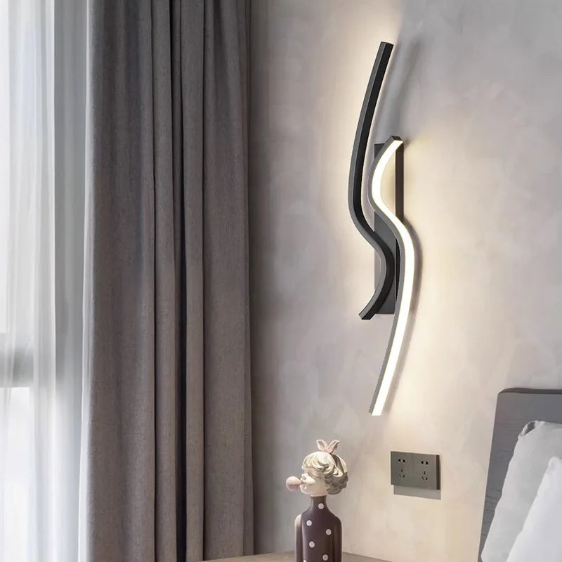 applique murale LED moderne pour salon TV fond allée chambre chevet - vue 3 sur 12