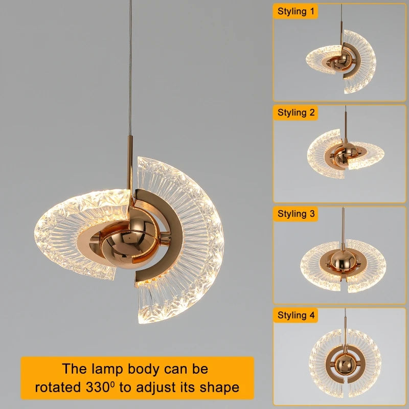 Suspension moderne rotative multi-style Led lumières rondes maison intérieure salon escalier couloir Art décor éclairage de plafond - vue 7 sur 15