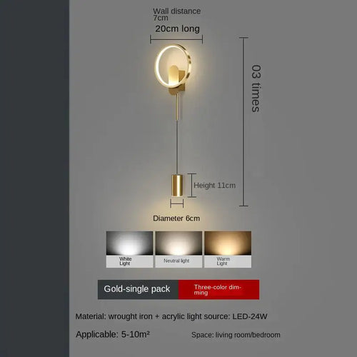 Nordic minimalist living room background wall light, modern creative corridor hallway light, bedroom bedside decorative light - vue 13 sur 13