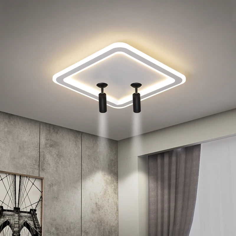 INS Moderne LED-Deckenleuchte Rund Quadrat mit Spot, Oberfläche Montage - vue 4 sur 15