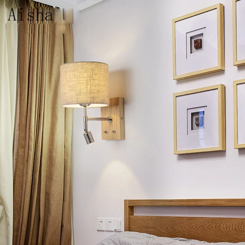 applique murale nordique en bois massif avec led décorative - vue 4 sur 10
