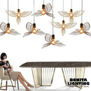 Moderne Pendelleuchte aus Edelstahl Oiseau Frieden und Liebe
