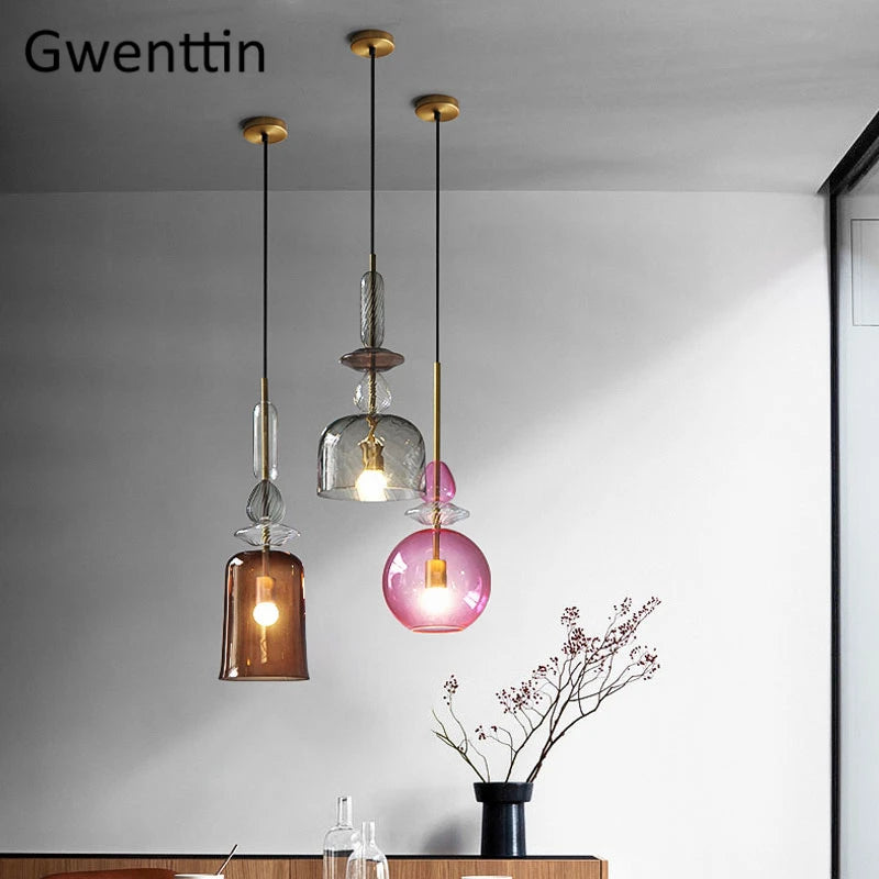 suspension en verre moderne pour décoration intérieure et luminaires