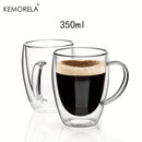 Lot tasses café double paroi verre anse 350ml
