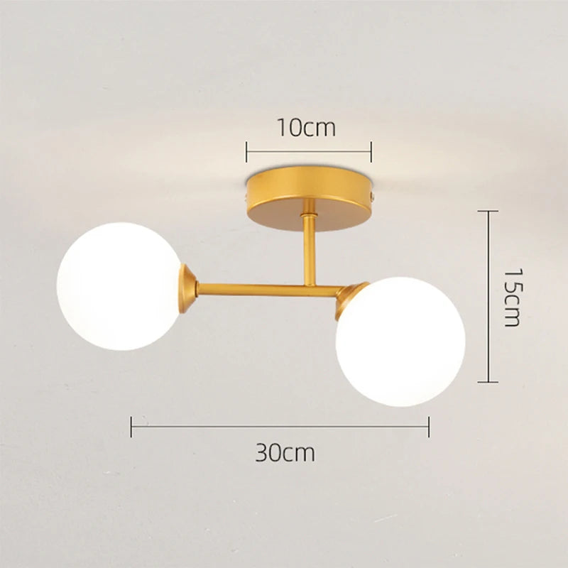 led plafonnier décor intérieur chambre salon couloir boule nordique - vue 7 sur 8