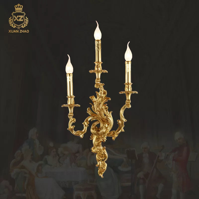 Applique murale royale luxe laiton antique cuivre - vue 2 sur 10