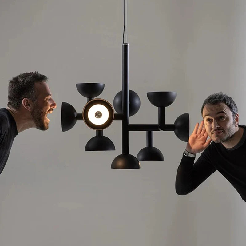 lustre Design postmoderne noir blanc salon Restaurant hôtel LED Art décor - vue 4 sur 12