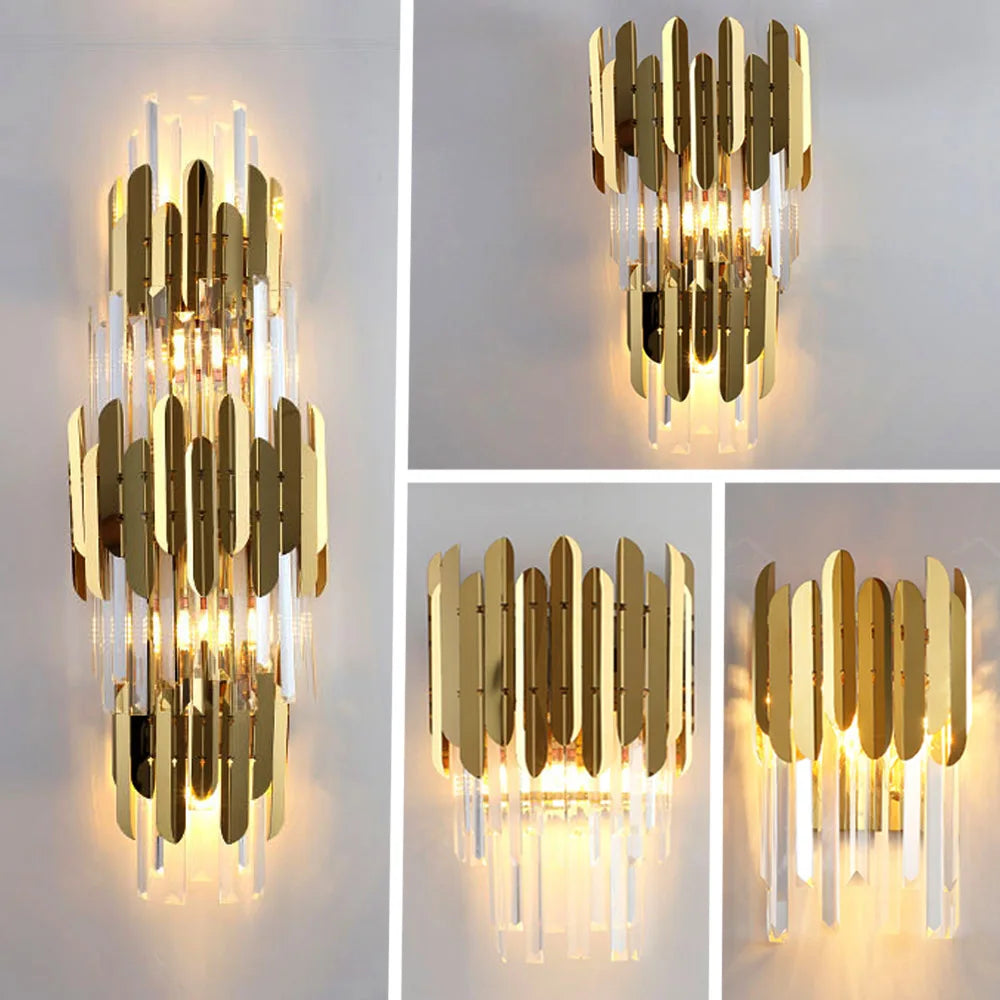 Applique murale LED en cristal doré moderne - vue 2 sur 18