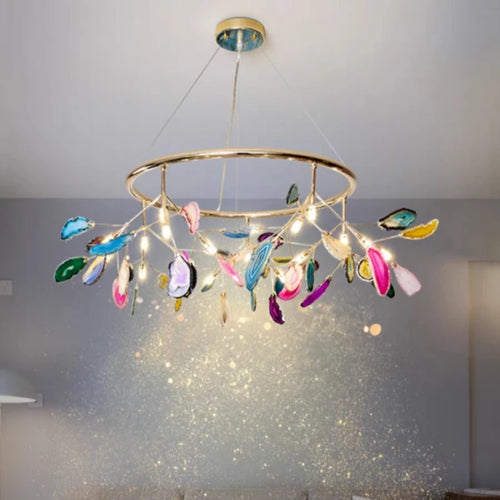 Kronleuchter aus natürlicher Achat mit LED-Beleuchtung und verstellbarem Kabel - vue 2 sur 14
