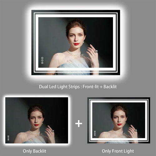 miroir LED de luxe en cristal transparent étanche à intensité variable - vue 5 sur 9