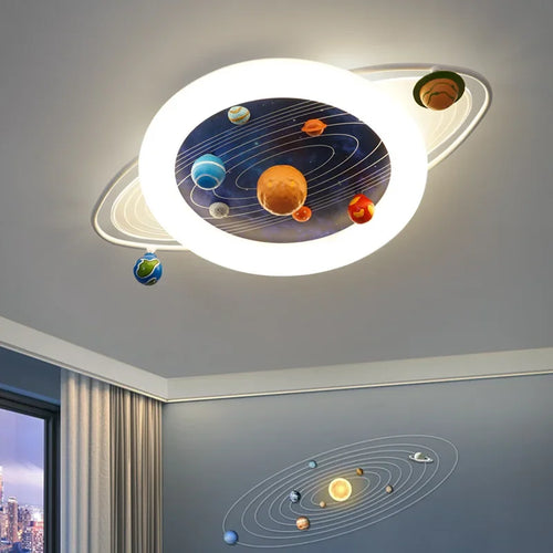 Deckenleuchte Sandyha für Kinder mit Astronauten und Planeten LED