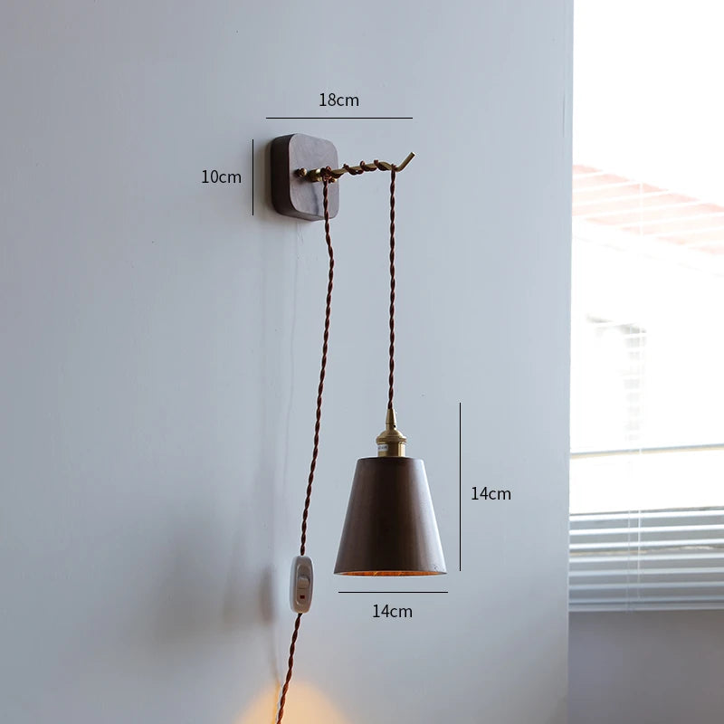 Moderne Wandleuchte aus Nussbaum für Schlafzimmer und Wohnzimmer - vue 10 sur 23