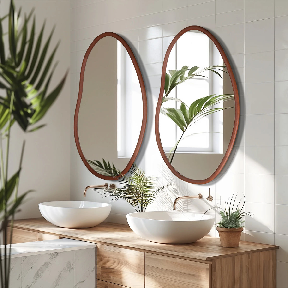 miroir mural décoratif grand format en bois massif - vue 3 sur 6